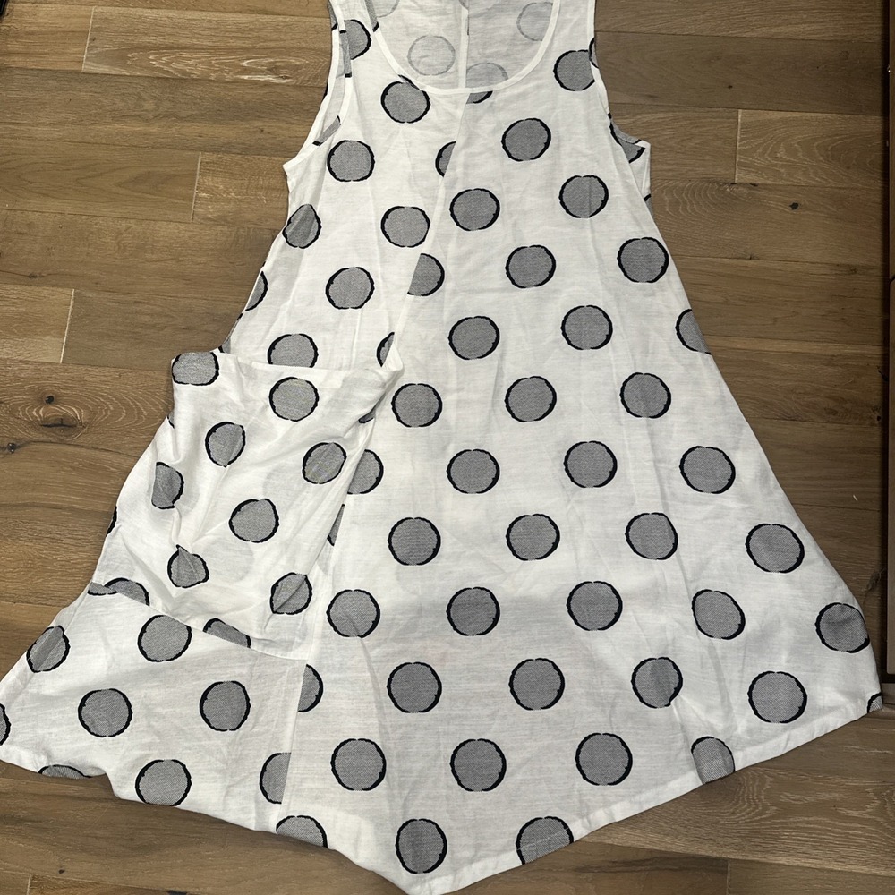 Shana Apparel Tank Dress Abstract Artsy Boho Asymmetric black/white dot Small